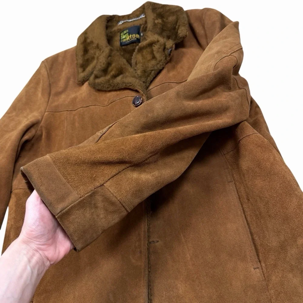 Vintage Silton California‎ Coat Suede Leather Jacket Fur Lined Men's Size 46